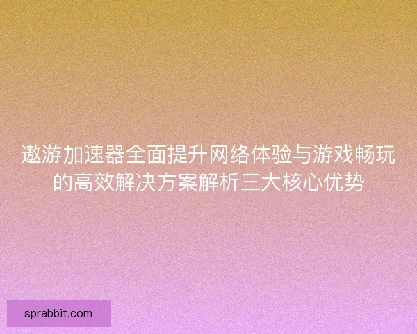 遨游加速器全面提升网络体验与游戏畅玩的高效解决方案解析三大核心优势